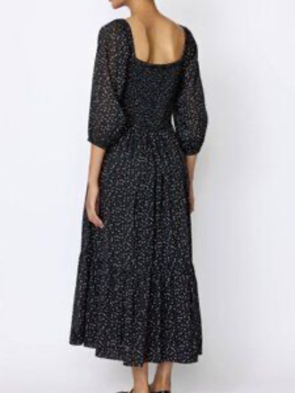 Laude The Label Smocked Bodice Dress Black& Autumn Floral w/ pockets M